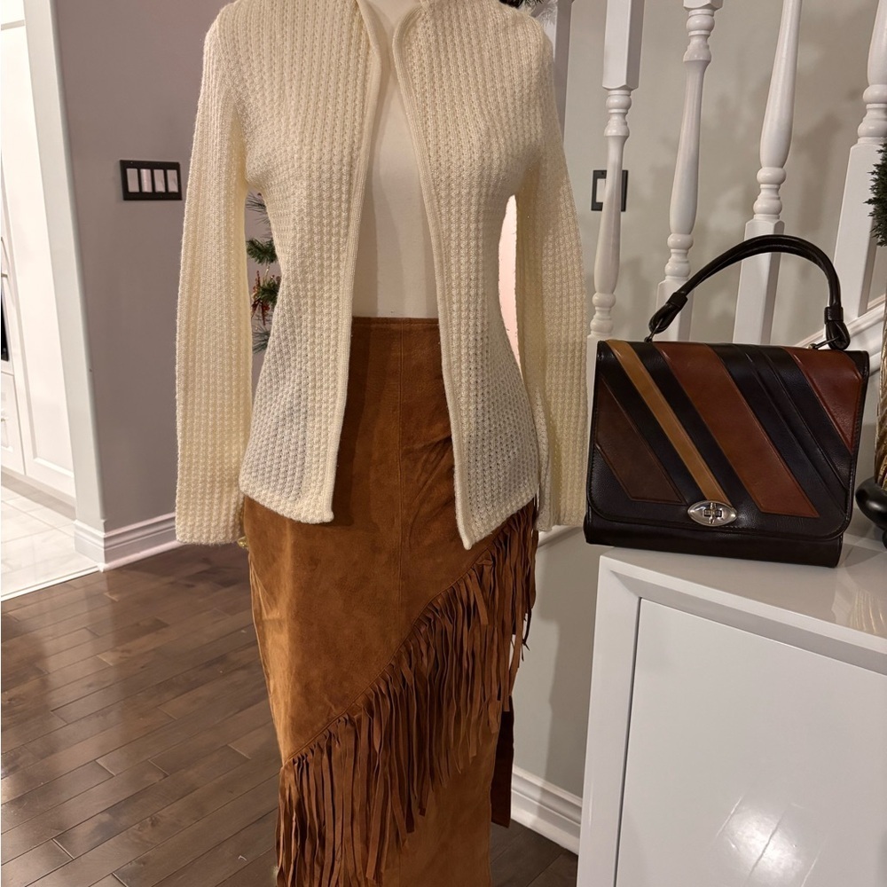 Brown Shoulder Bag with Geometric Design